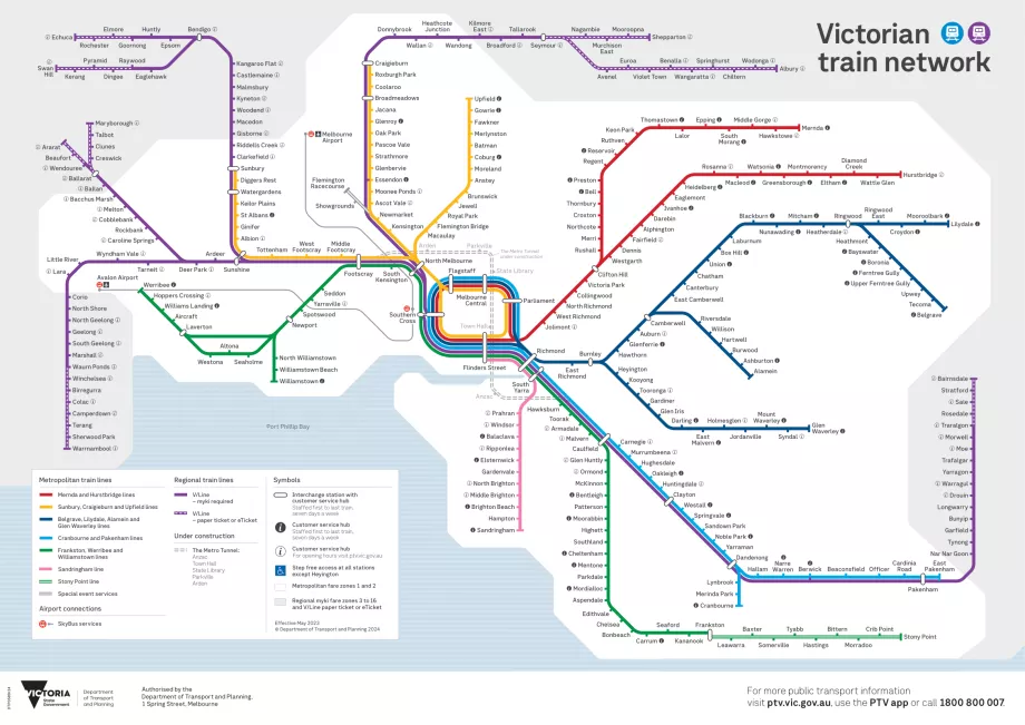 Mapa vlakov v Melbourne
