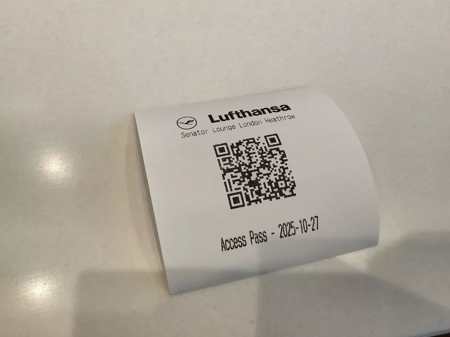 Čiarový kód na vstup do salónika Senator Lounge