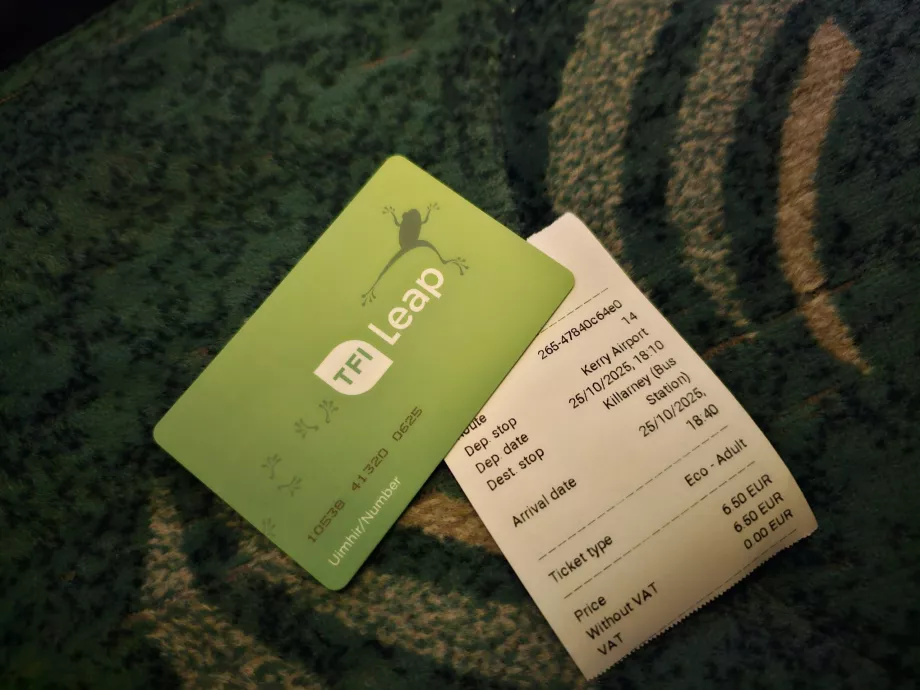 Cena autobusu z letiska do Killarney