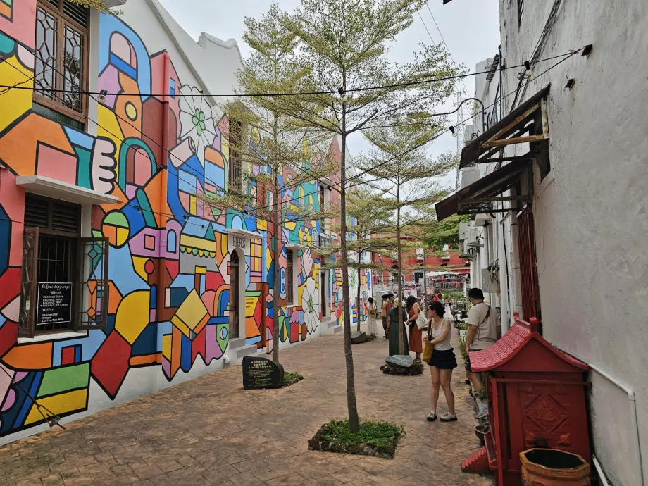 Nástenné maľby v blízkosti Malacca River Walk