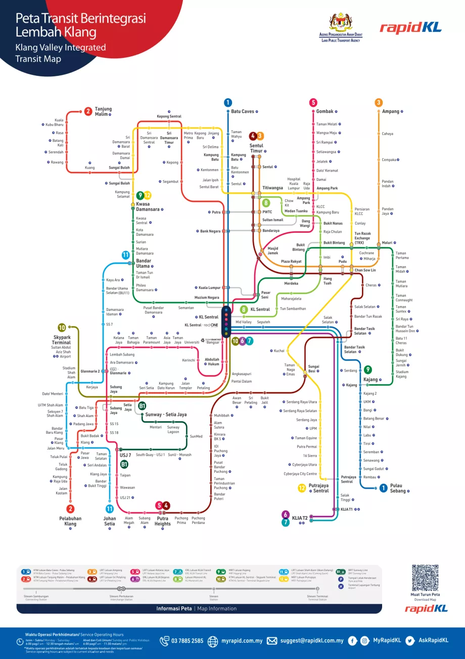 Mapa železníc v Kuala Lumpur