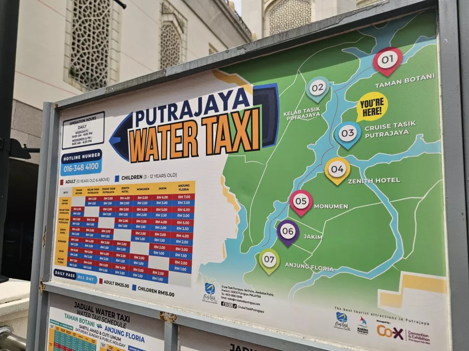 Mapa vodného taxíka