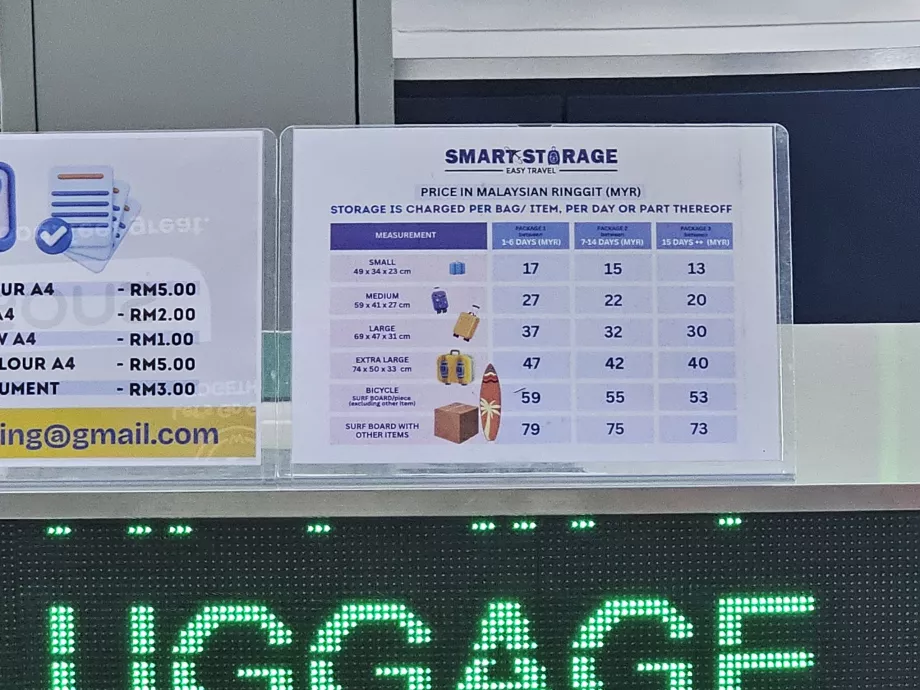 Ceny za uskladnenie batožiny