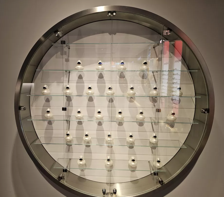 Vitrína so zberateľskými kačkami