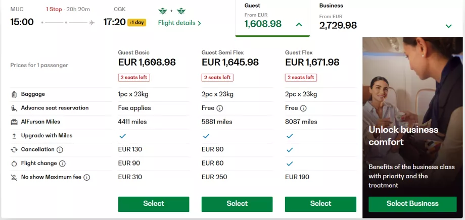 Tarify ekonomickej triedy