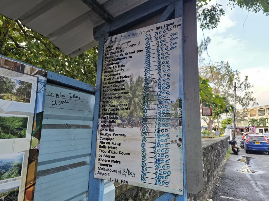 Cena taxíka z Bain Boeuf