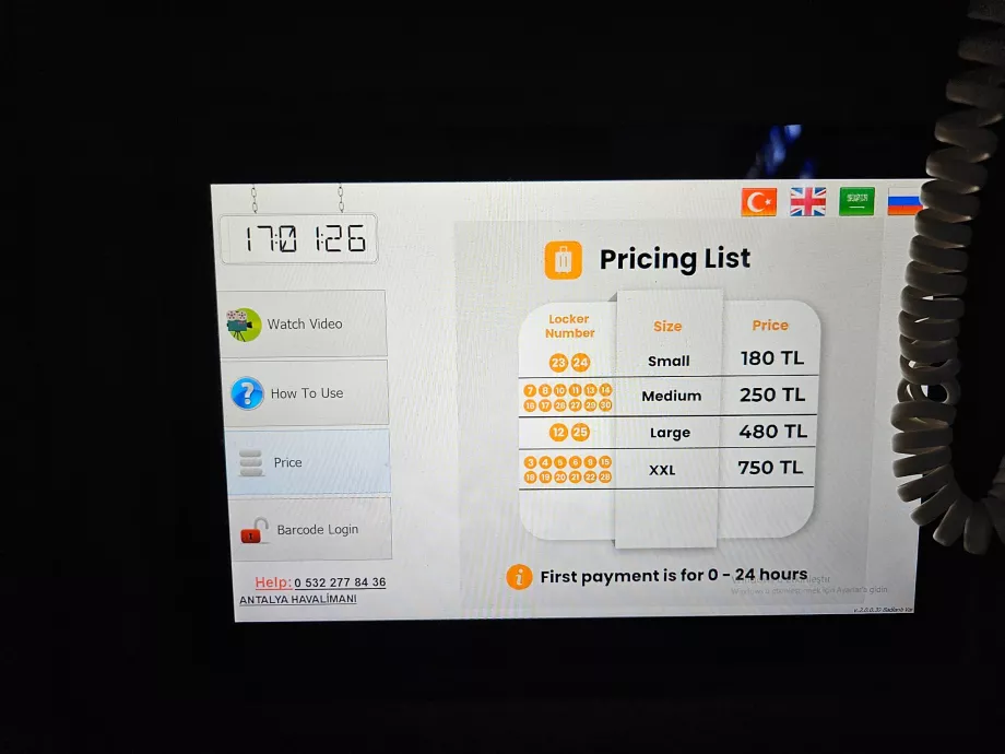 Cenník uskladnenia batožiny