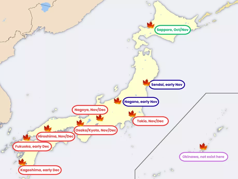 Mapa japonskej jesene