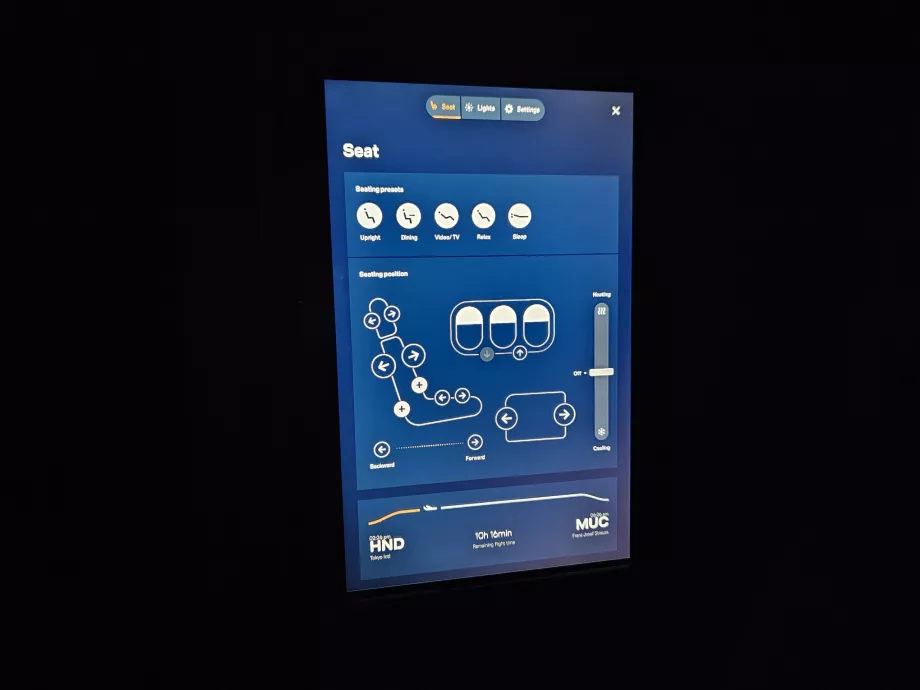 Ovládanie sedadla prostredníctvom tabletu