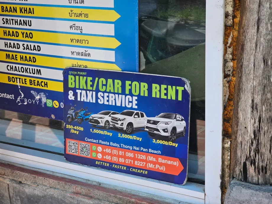 Ceny za prenájom skútrov a áut