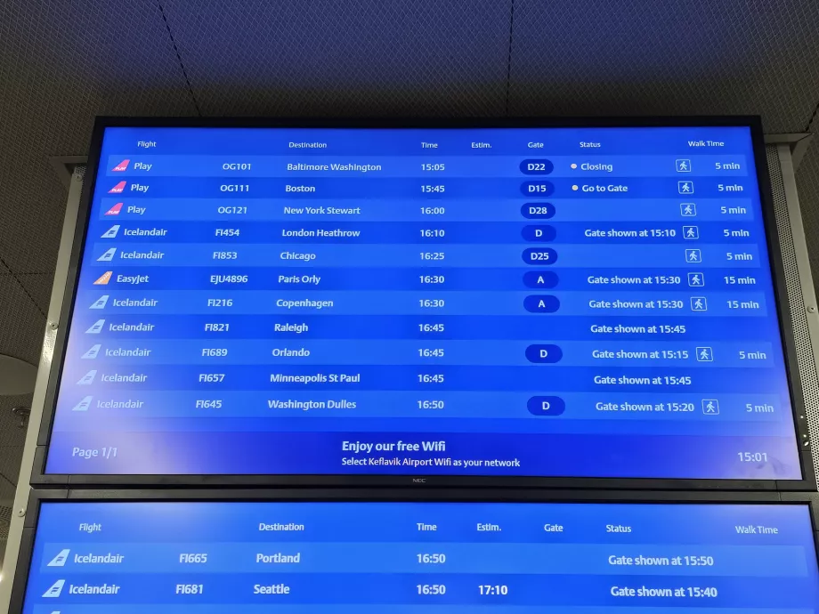 Odletová tabuľa KEF