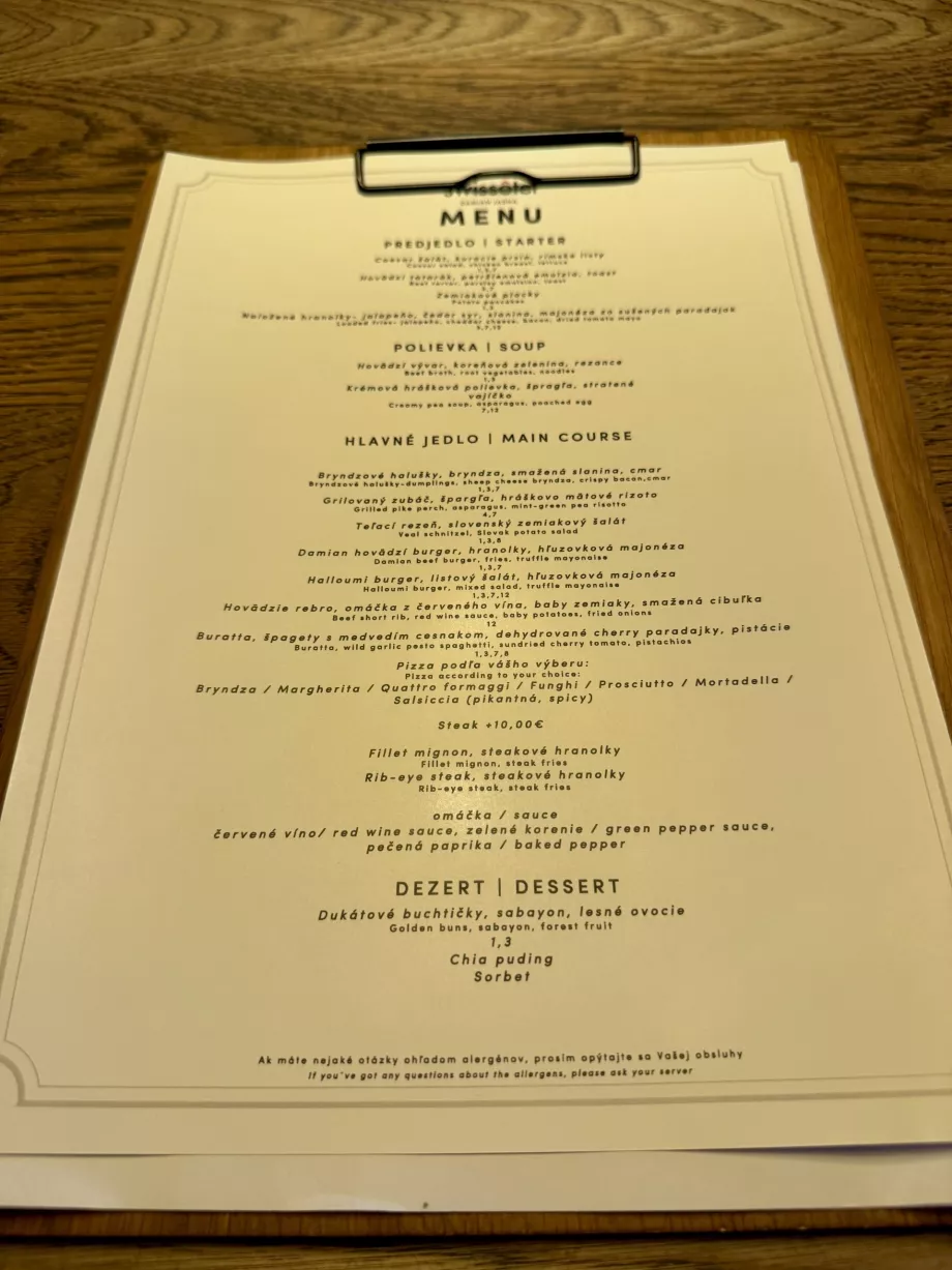 Menu pre polpenziu