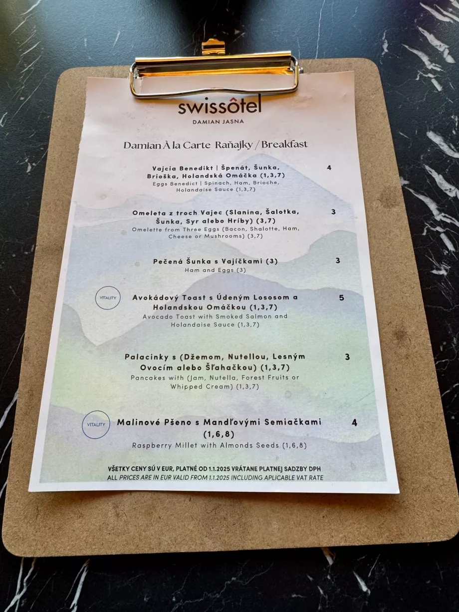 Raňajkové menu A la Carte
