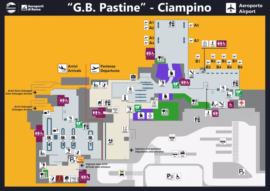 Mapa letiska Ciampino