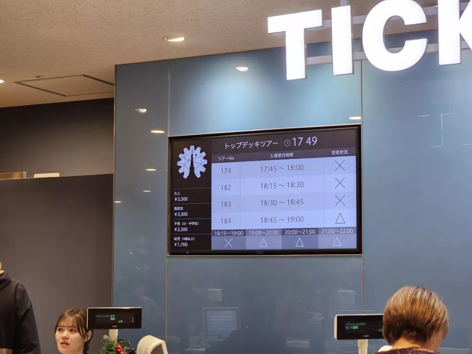 Informácie o počte voľných vstupeniek na najvyššie poschodie