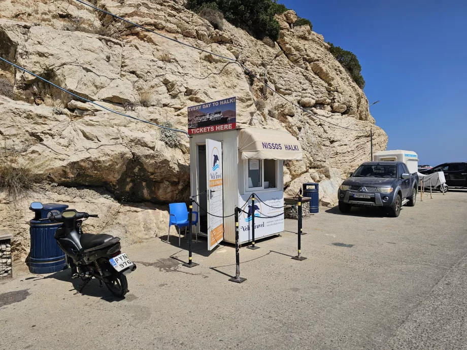 Predajňa trajektových lístkov, prístav Skala Kamirou, Rhodos