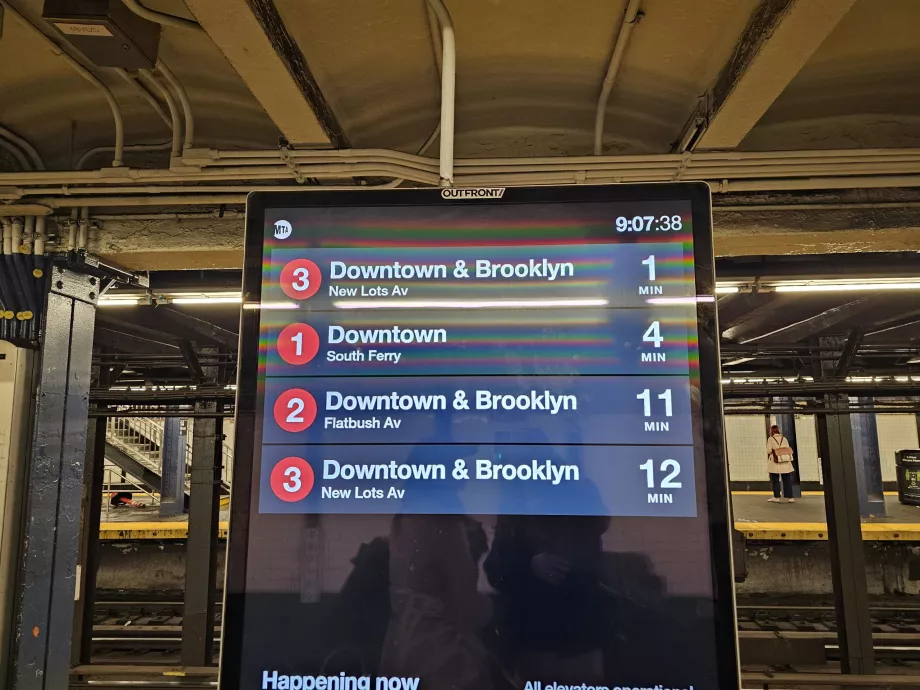 Informačné tabule pre odchody metra