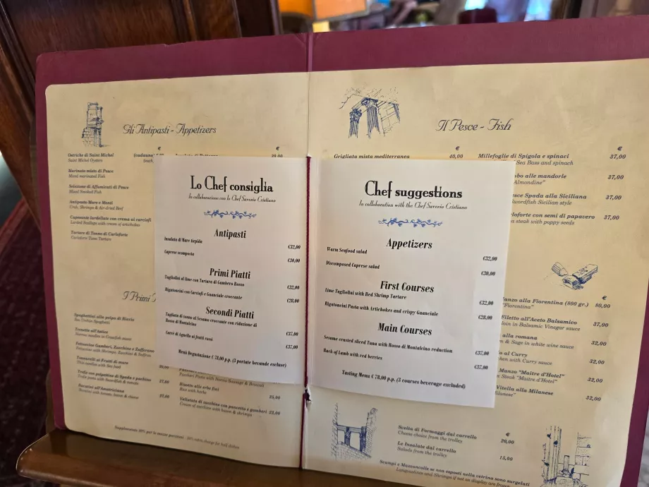 Menu hotelovej reštaurácie