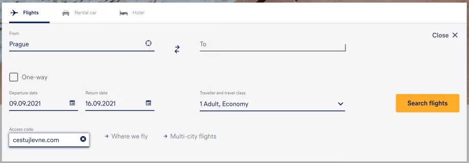 Promo kód Lufthansa ako Acces kód